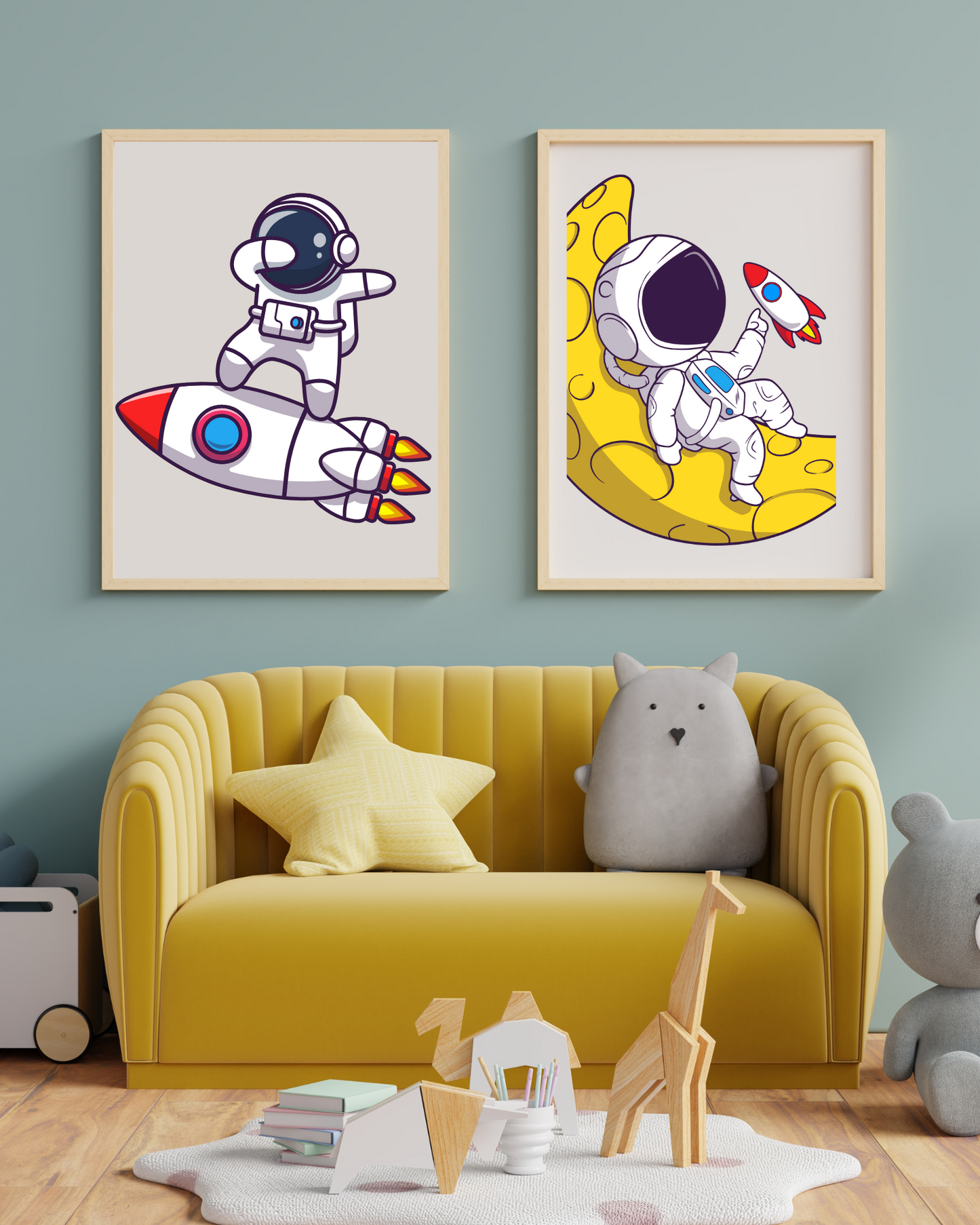 astronaut 2 set framed wall art
