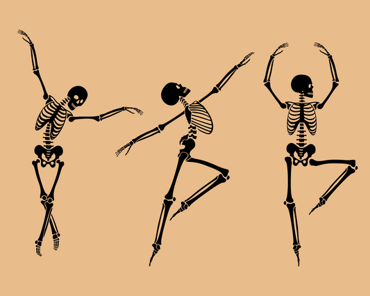 dancing skeleton framed wall art