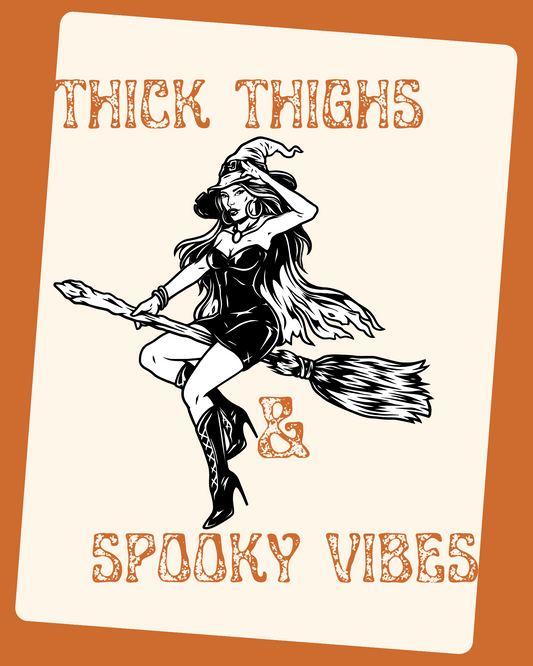 thick thighs spooky vibes framed wall art