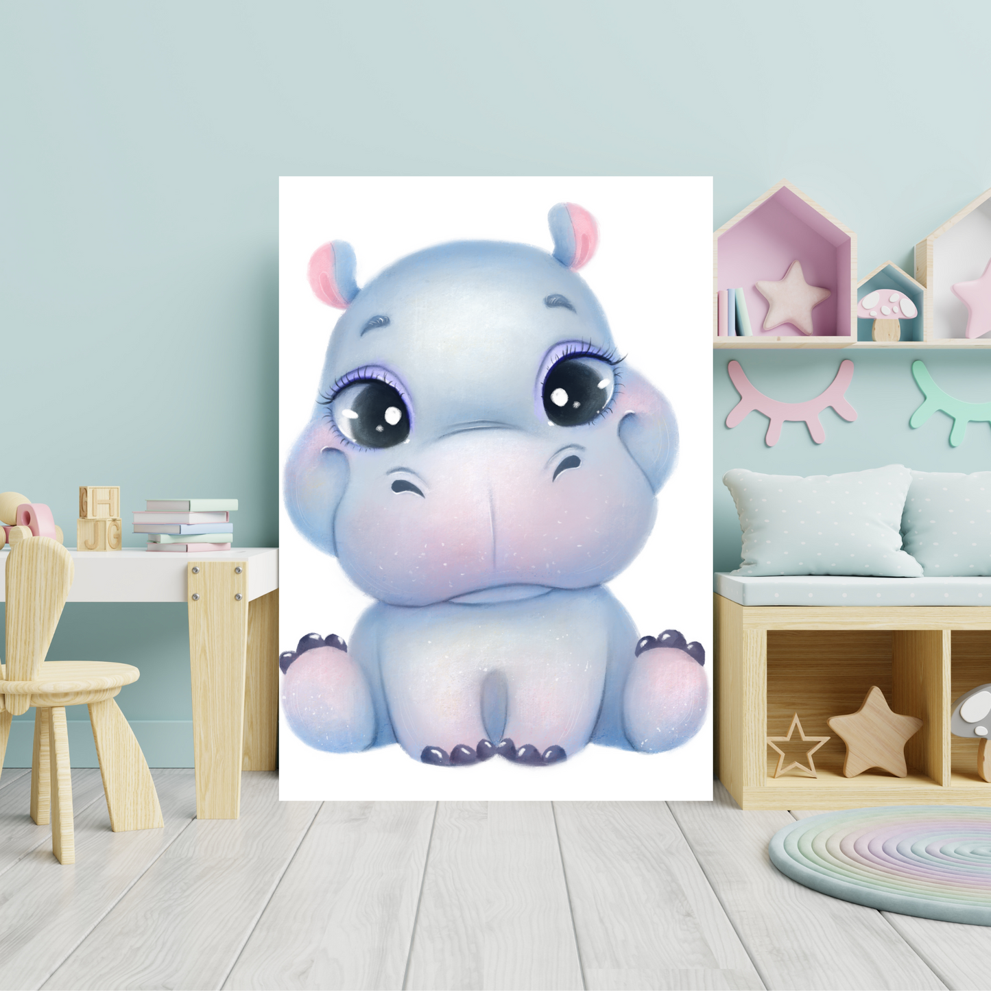 hippo framed wall art