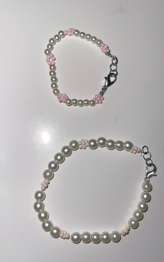 Pearl daisy mother daughter bracelets